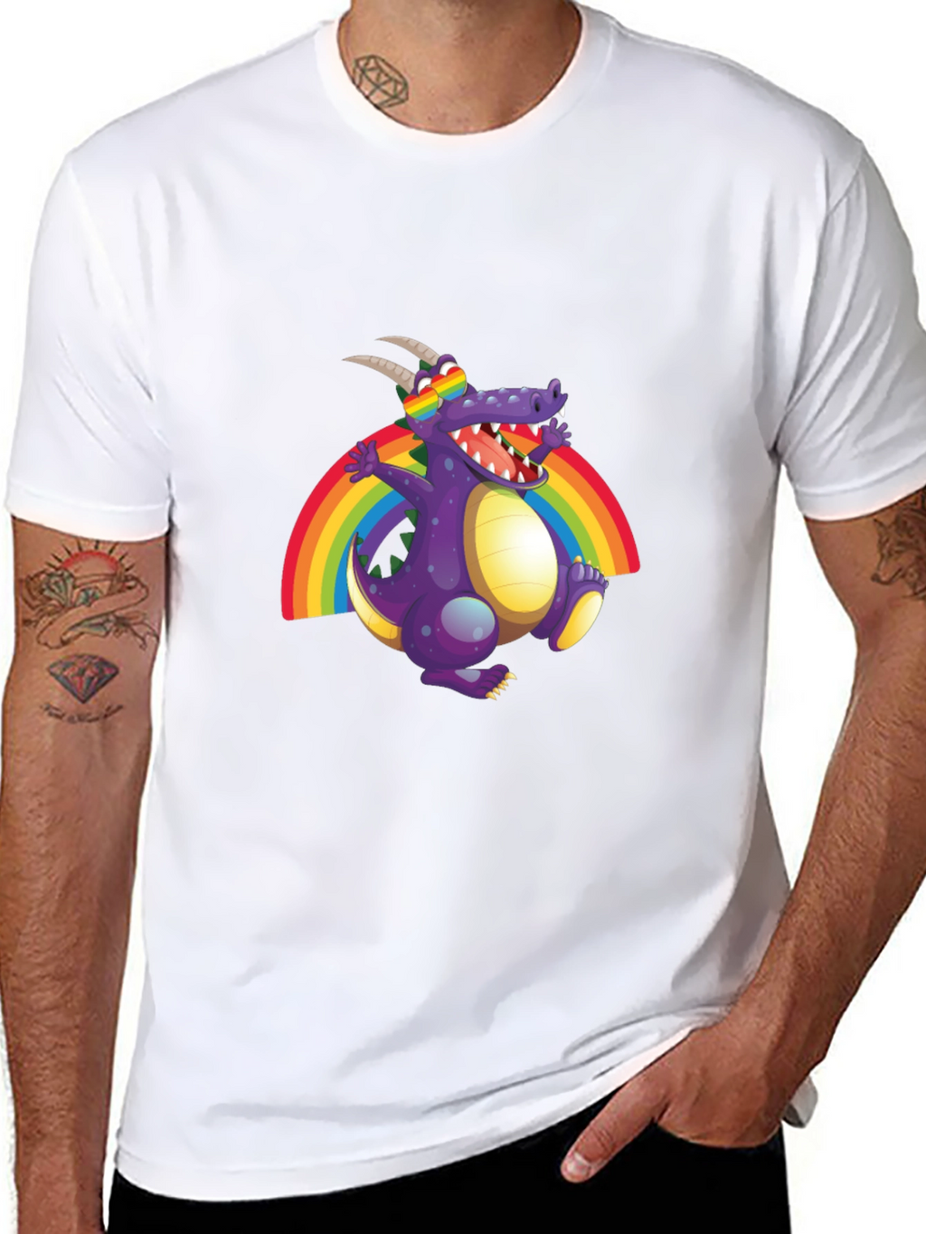 Rainbow Dragon Graphic Tee - Fun Novelty T-Shirt