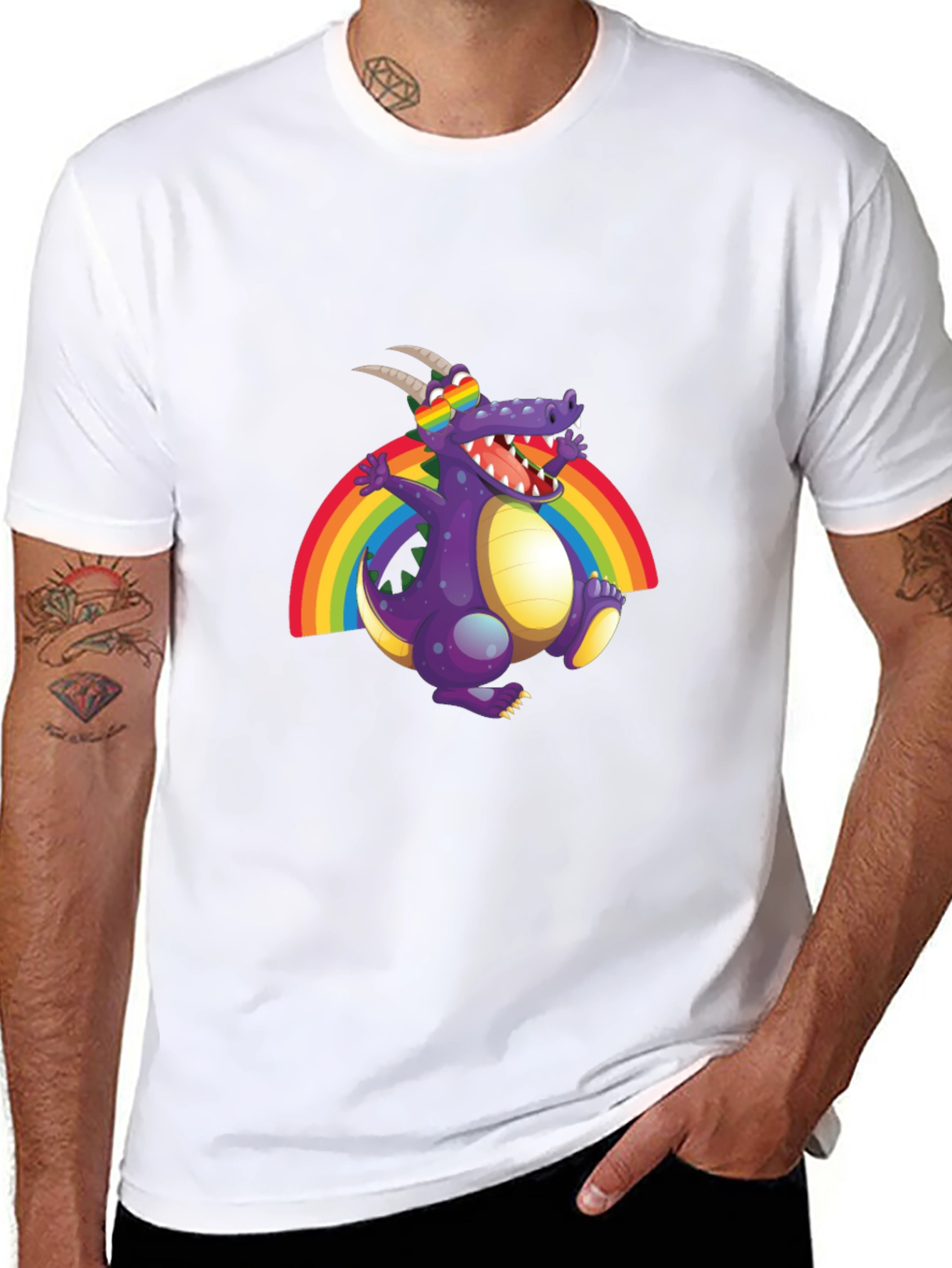 Rainbow Dragon Graphic Tee - Fun Novelty T-Shirt