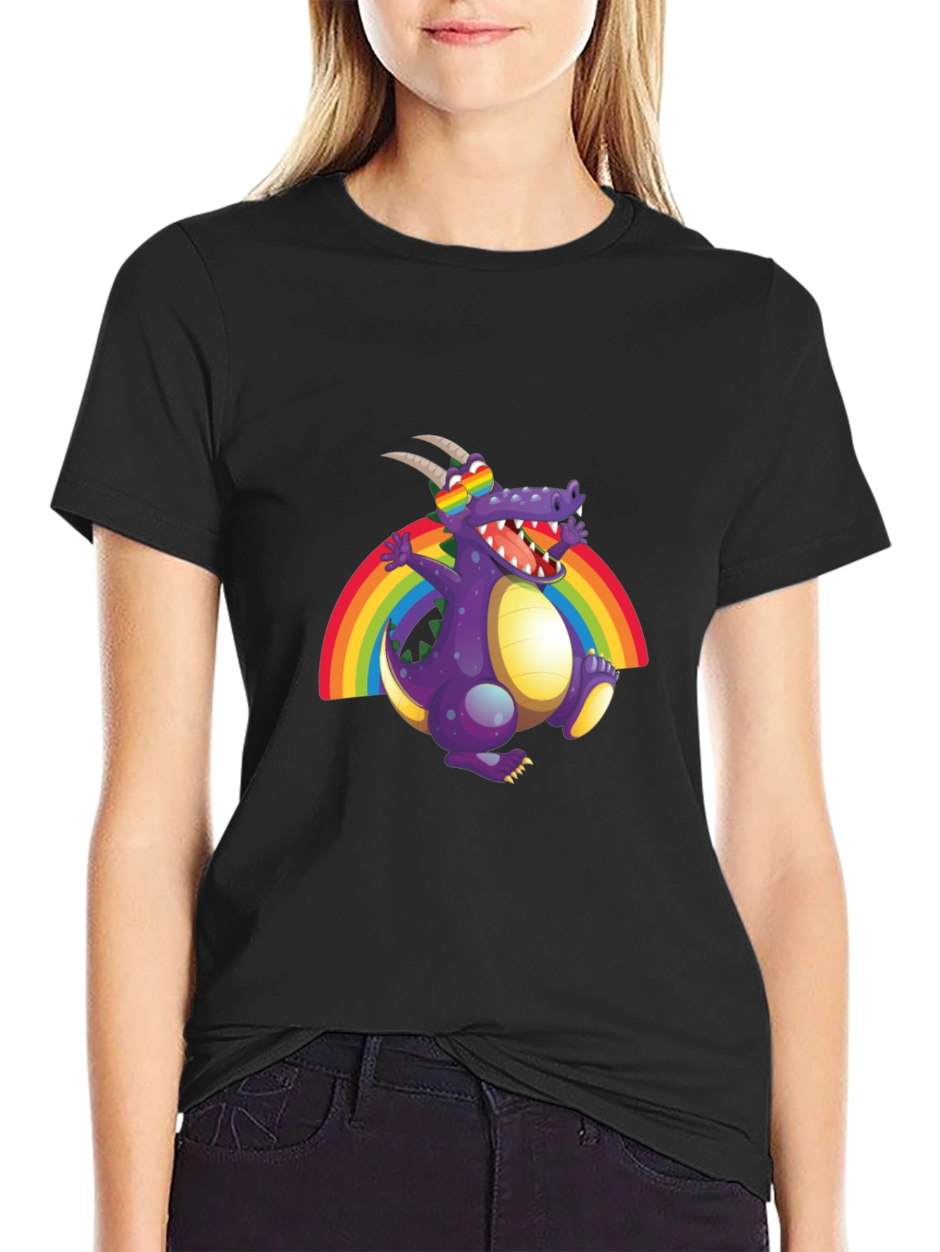 Rainbow Dragon Graphic Tee - Fun Novelty T-Shirt