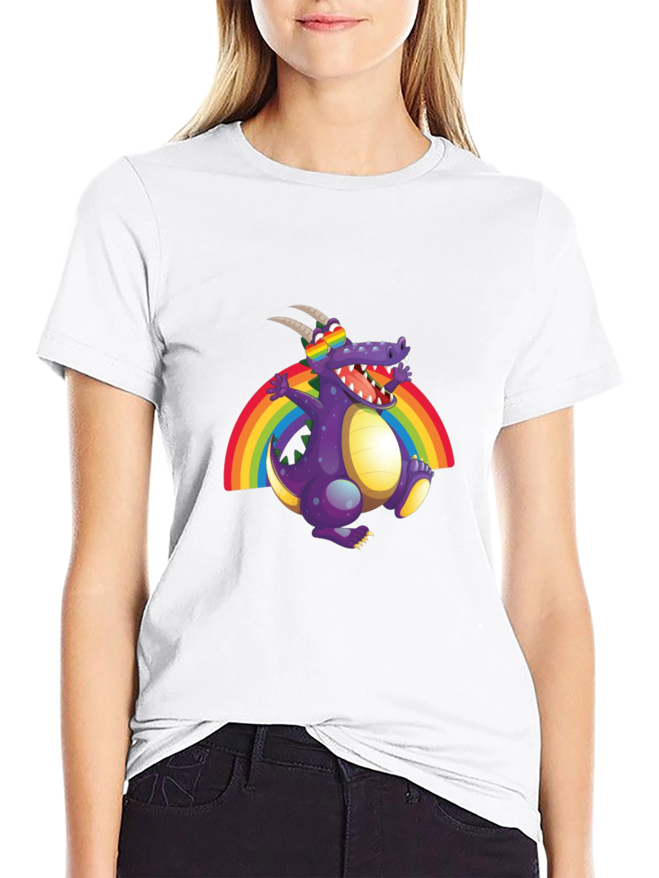 Rainbow Dragon Graphic Tee - Fun Novelty T-Shirt