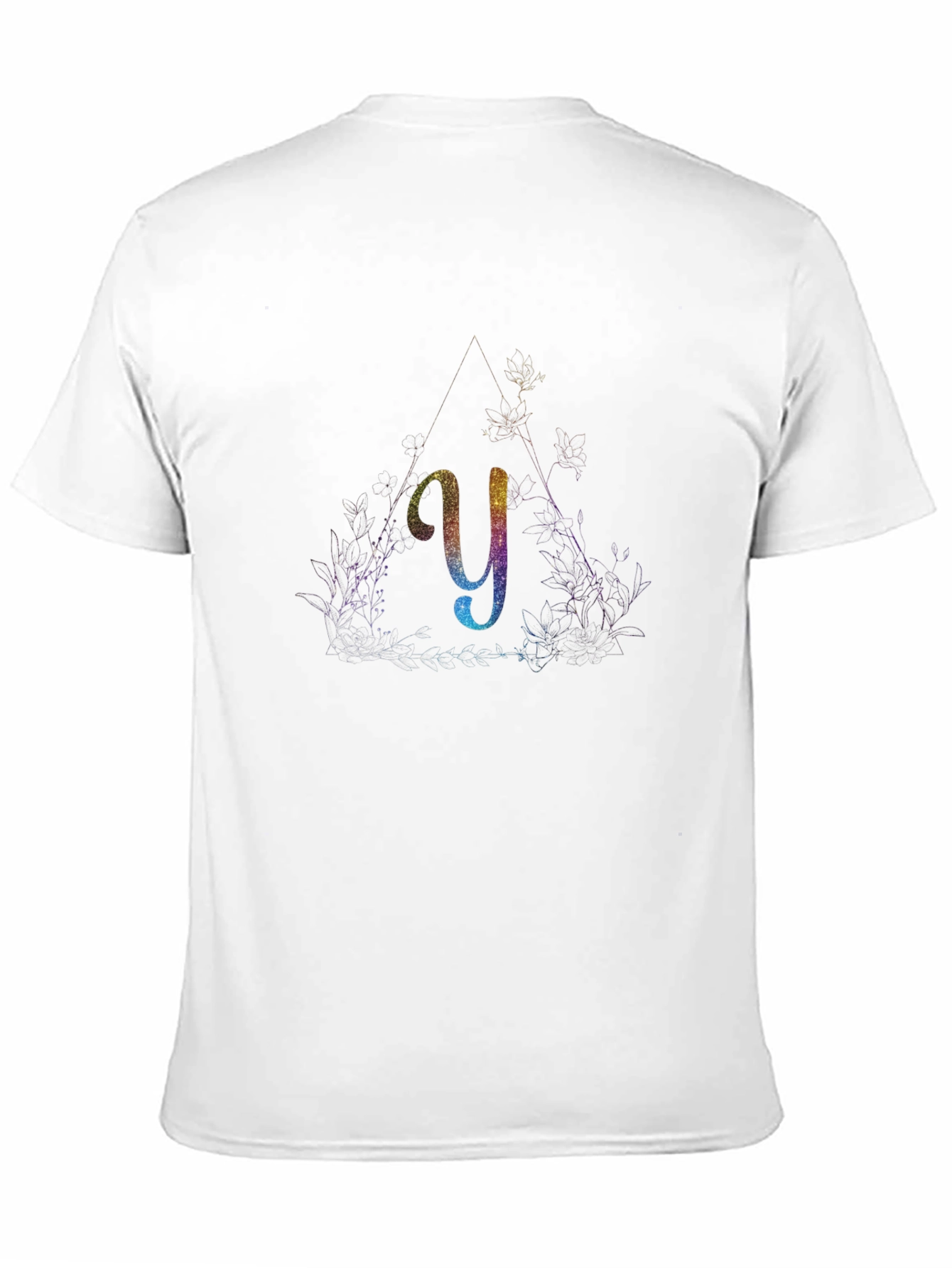 Initial Y Rainbow Glitter T-Shirt - Unisex