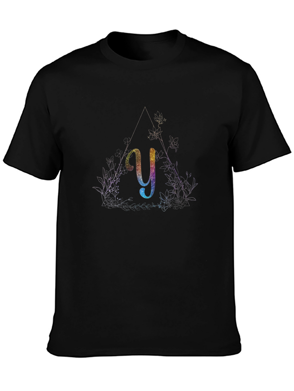 Initial Y Rainbow Glitter T-Shirt - Unisex