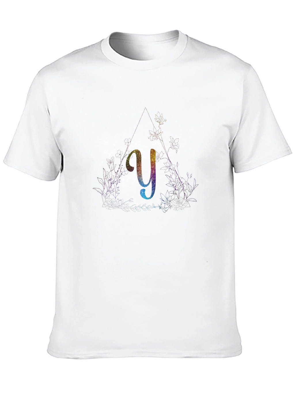 Initial Y Rainbow Glitter T-Shirt - Unisex