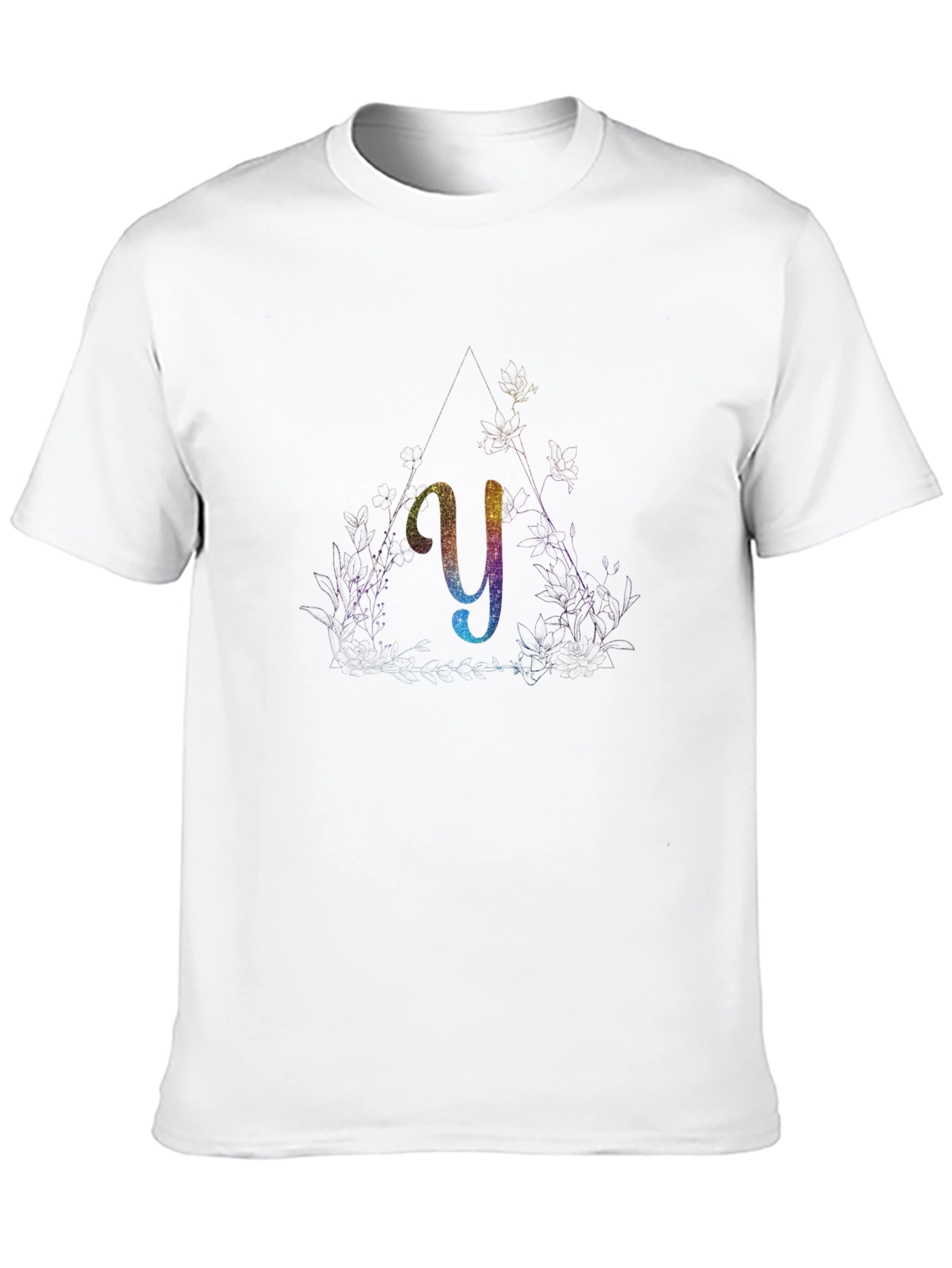 Initial Y Rainbow Glitter T-Shirt - Unisex