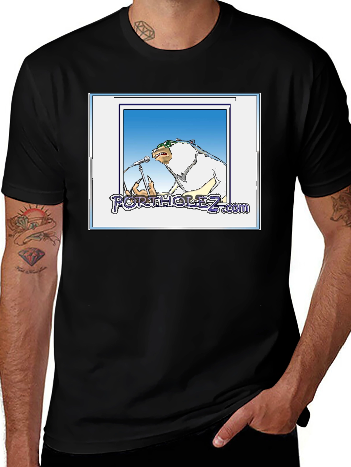 Portholez.com Bear Singer Black T-Shirt