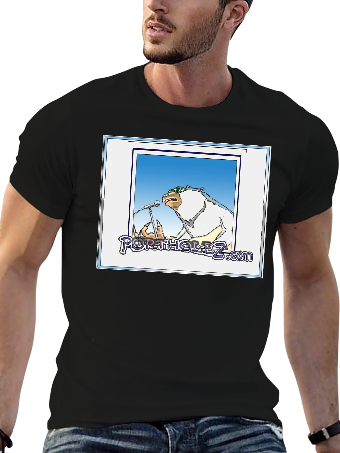 Portholez.com Bear Singer Black T-Shirt