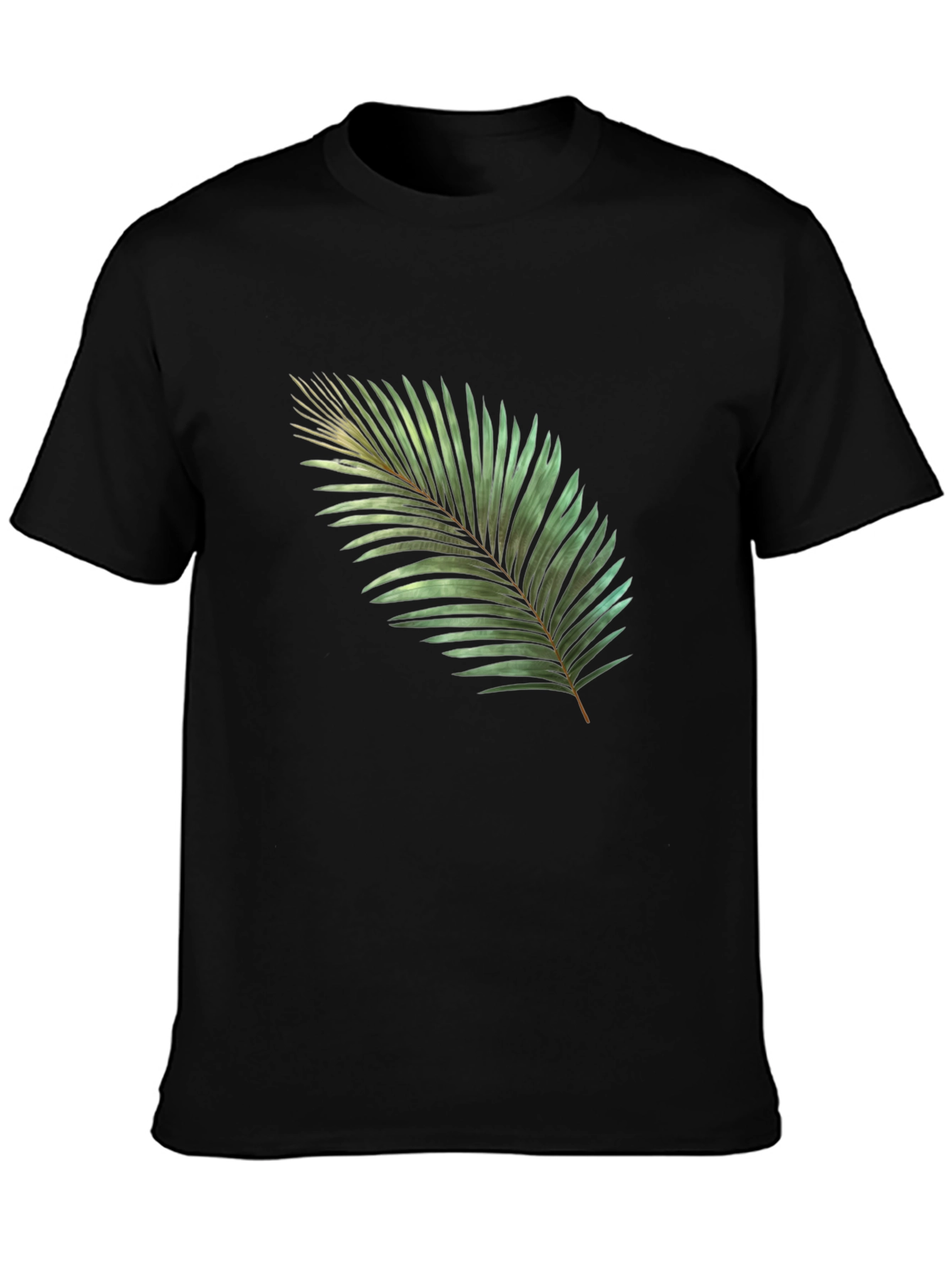 Tropical Palm Leaf Graphic T-Shirt - Black