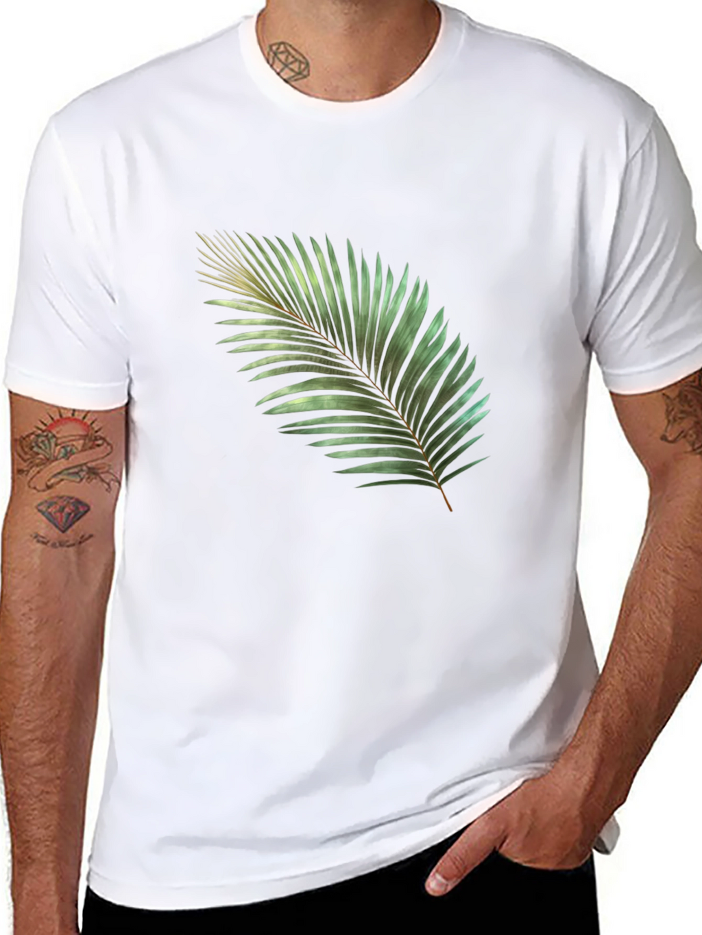 Tropical Palm Leaf Graphic T-Shirt - Black