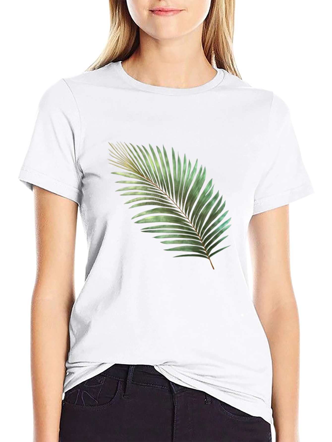 Tropical Palm Leaf Graphic T-Shirt - Black