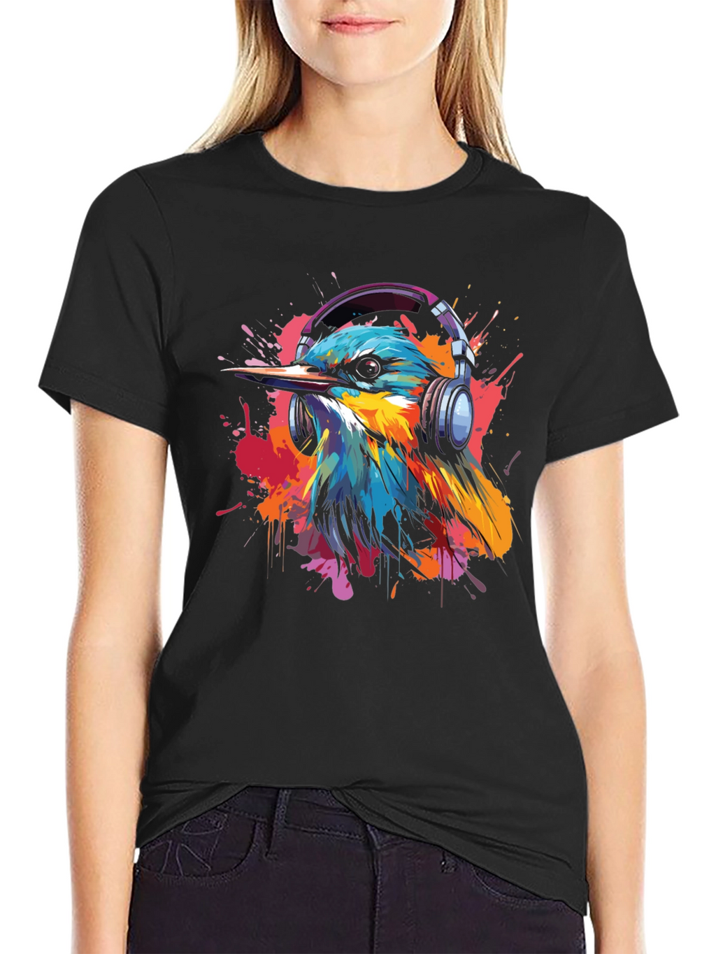 Bird with Headphones Graphic Tee