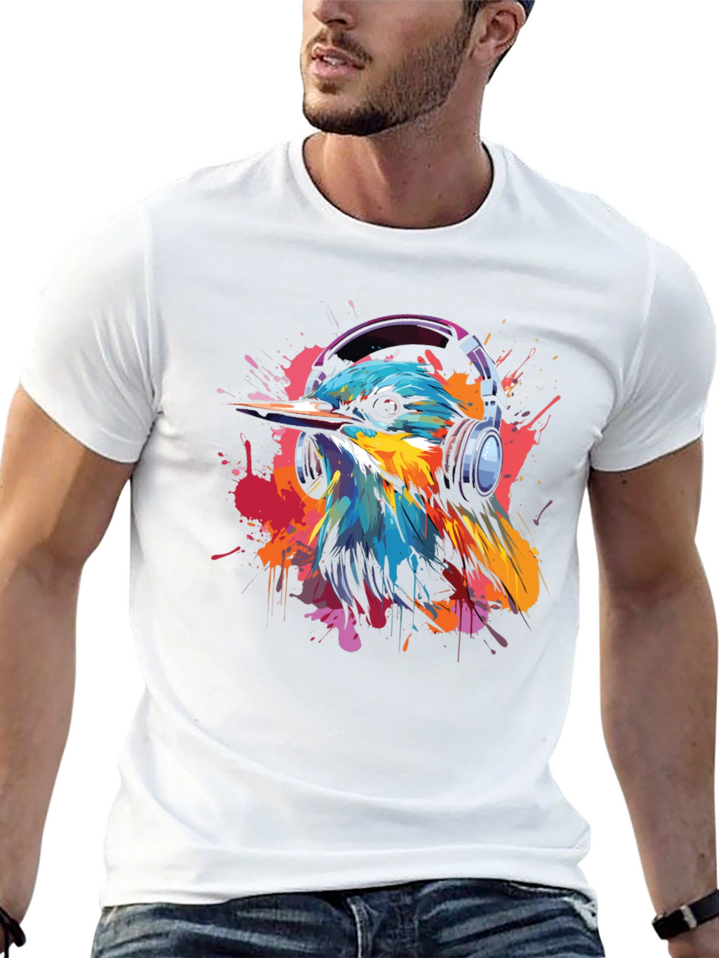 Bird with Headphones Graphic Tee