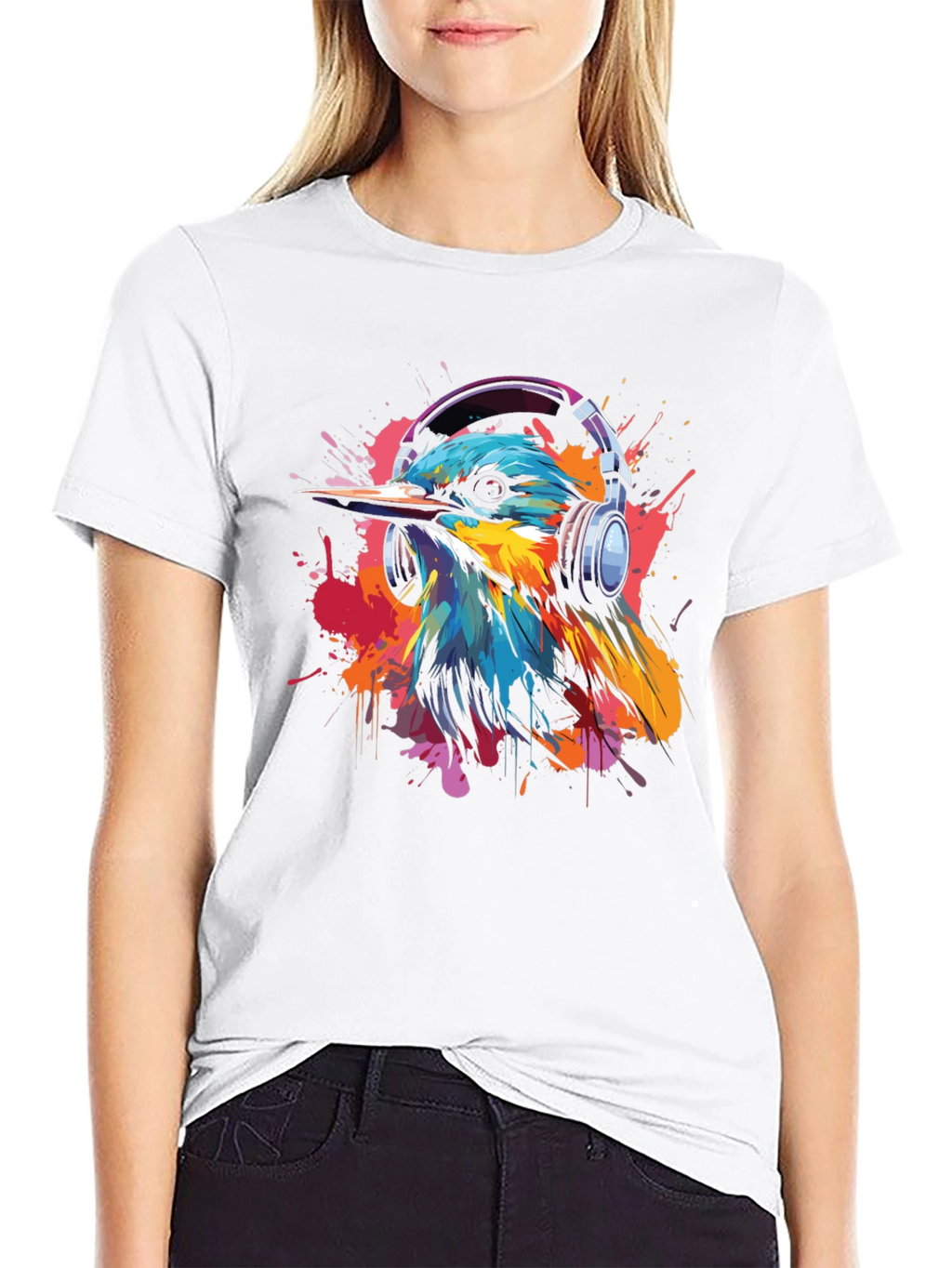 Bird with Headphones Graphic Tee