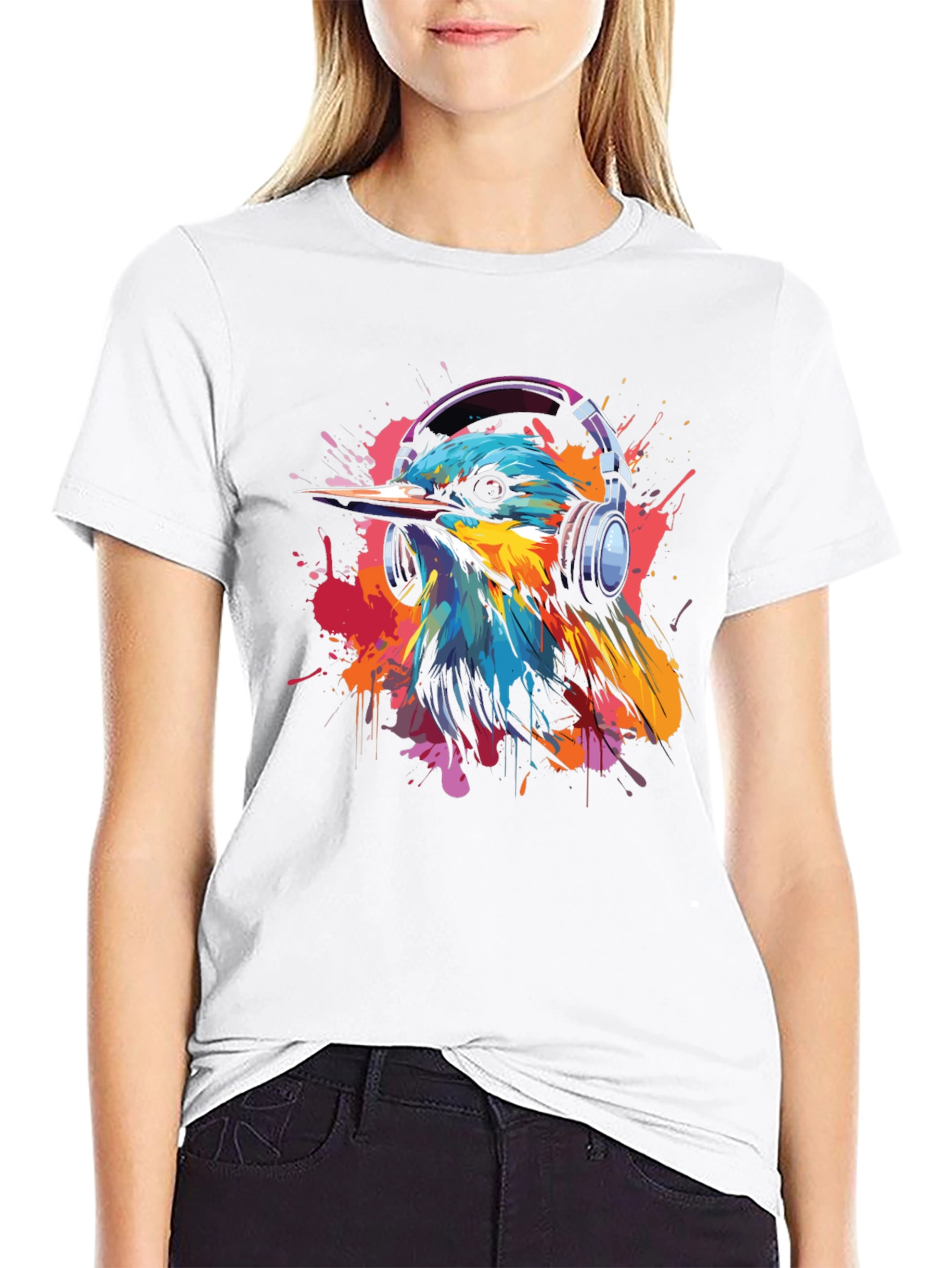 Bird with Headphones Graphic Tee