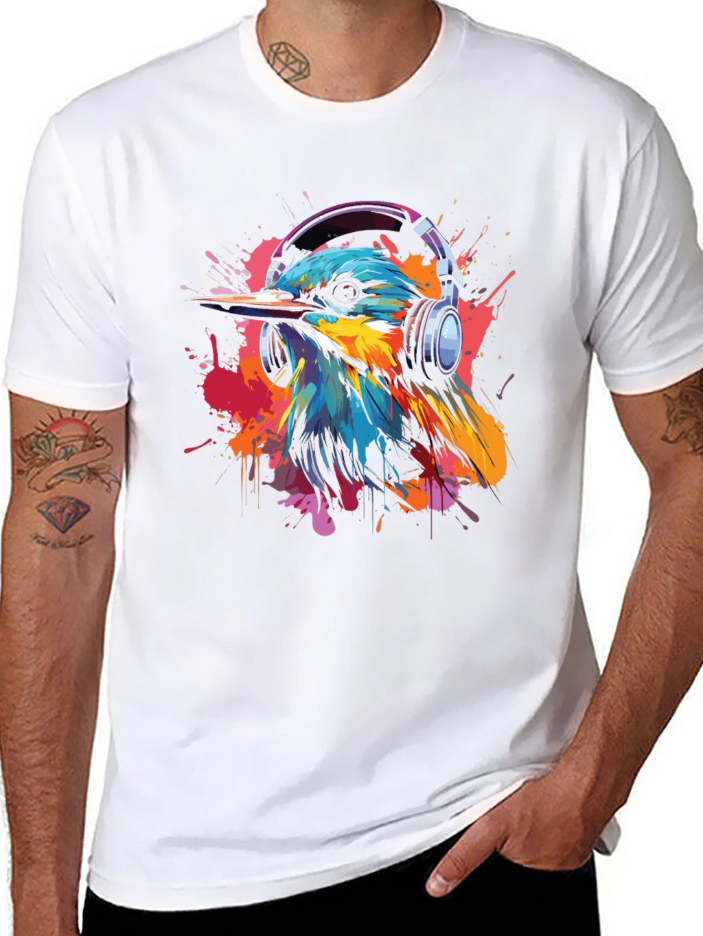 Bird with Headphones Graphic Tee