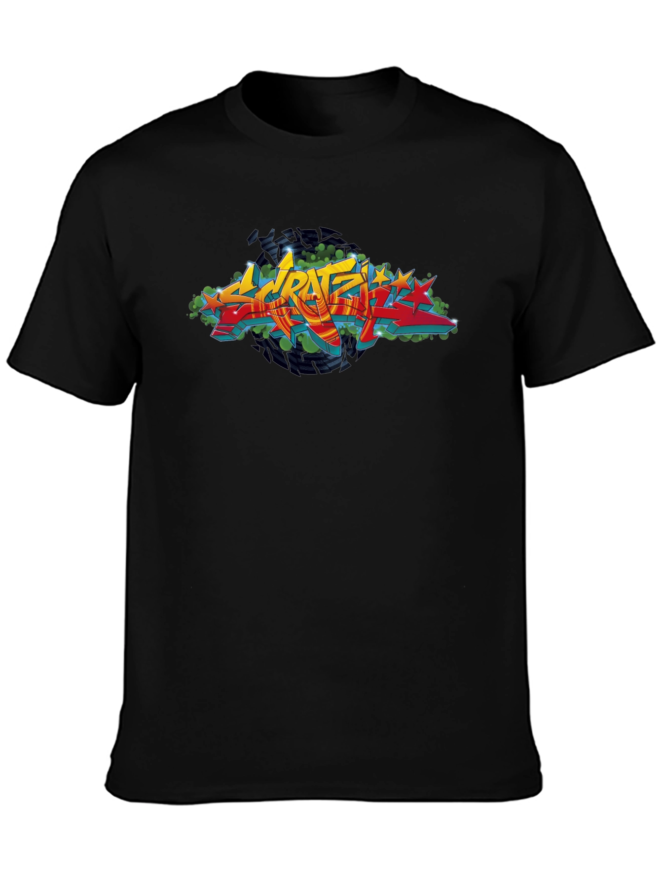 Urban Graffiti Graphic Black T-Shirt