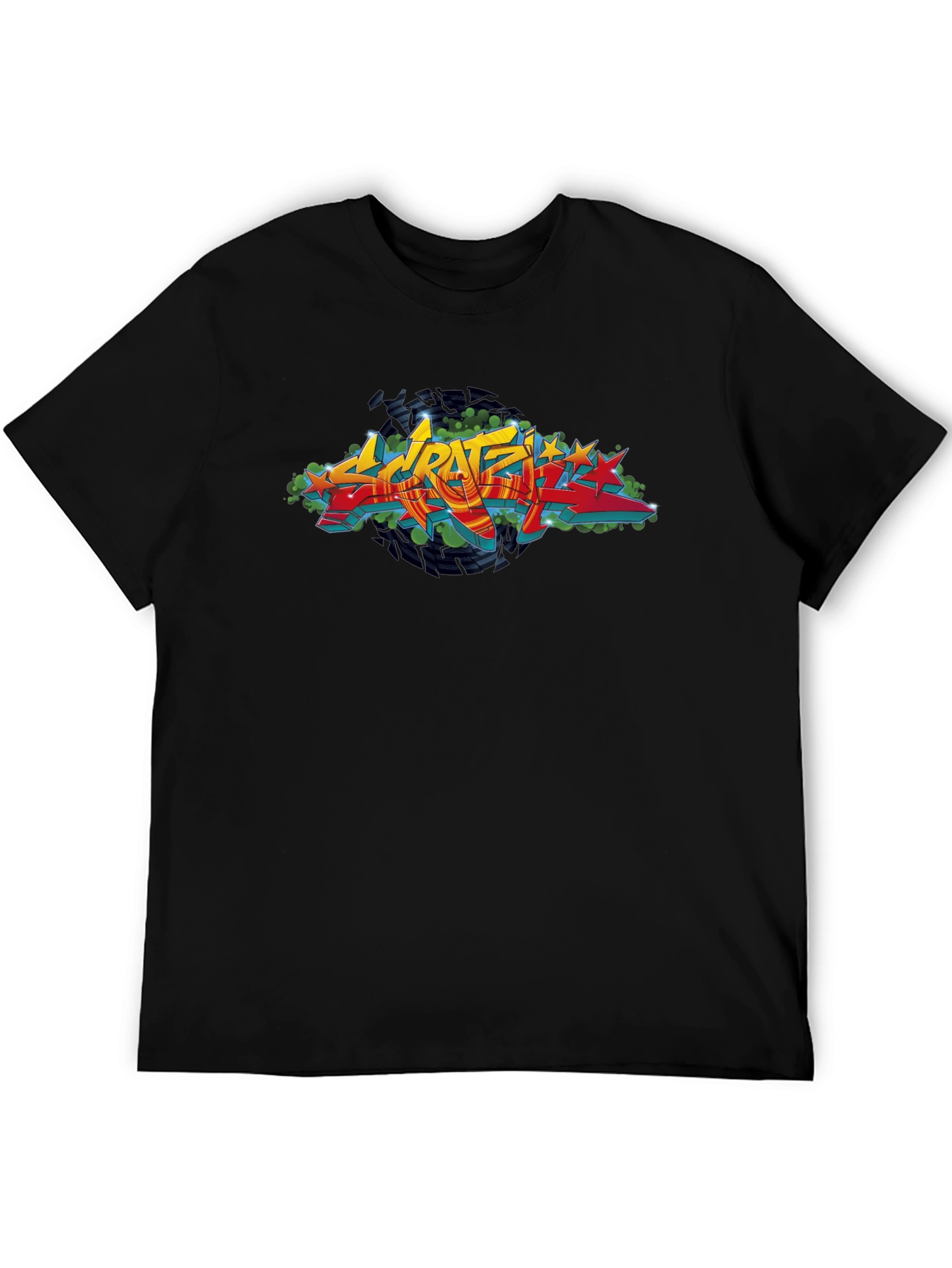 Urban Graffiti Graphic Black T-Shirt