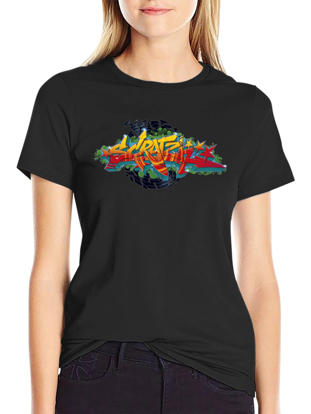 Urban Graffiti Graphic Black T-Shirt