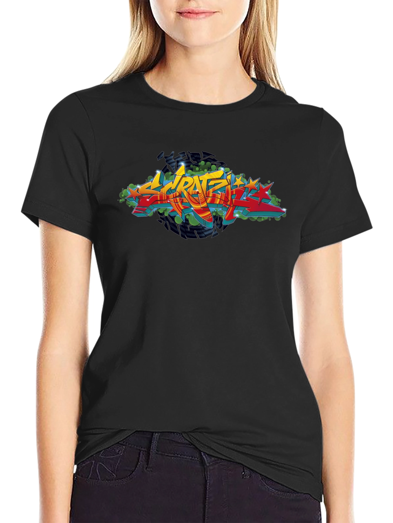 Urban Graffiti Graphic Black T-Shirt