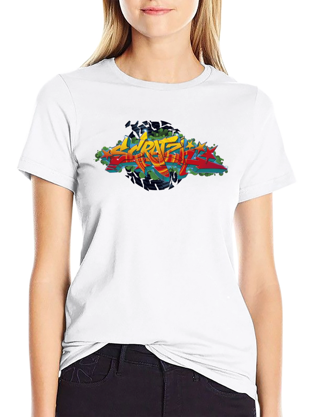 Urban Graffiti Graphic Black T-Shirt