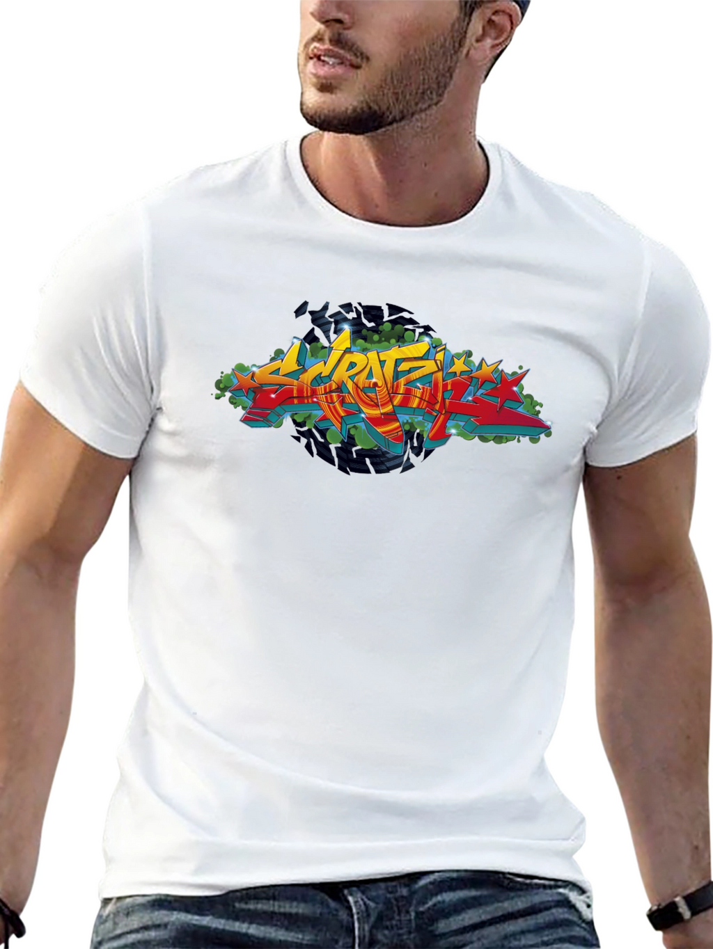 Urban Graffiti Graphic Black T-Shirt