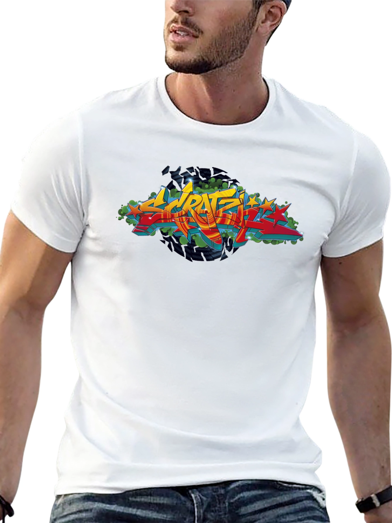 Urban Graffiti Graphic Black T-Shirt