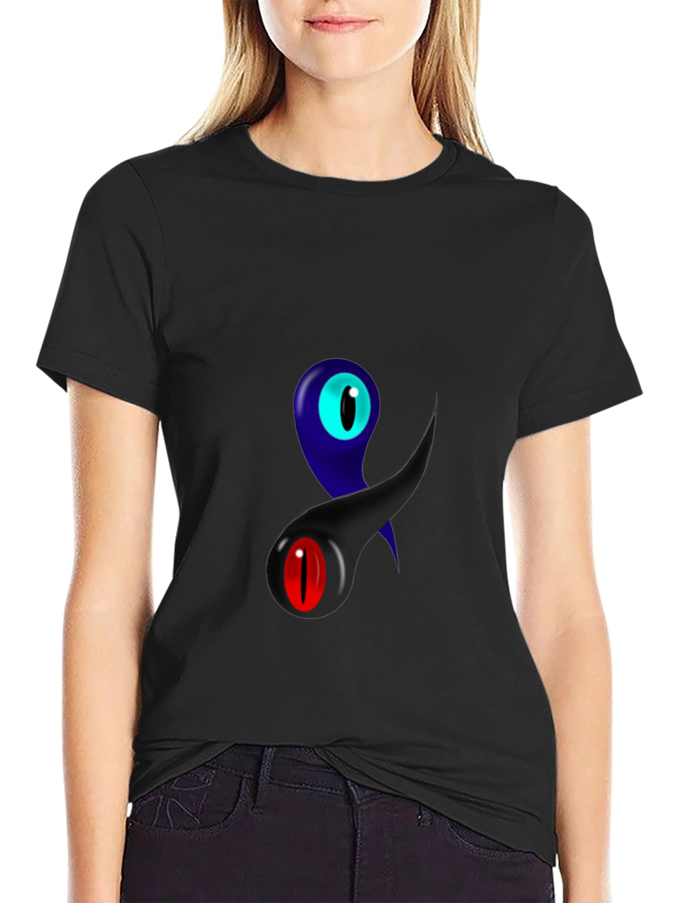 Eye-Catching Graphic Print Black T-Shirt