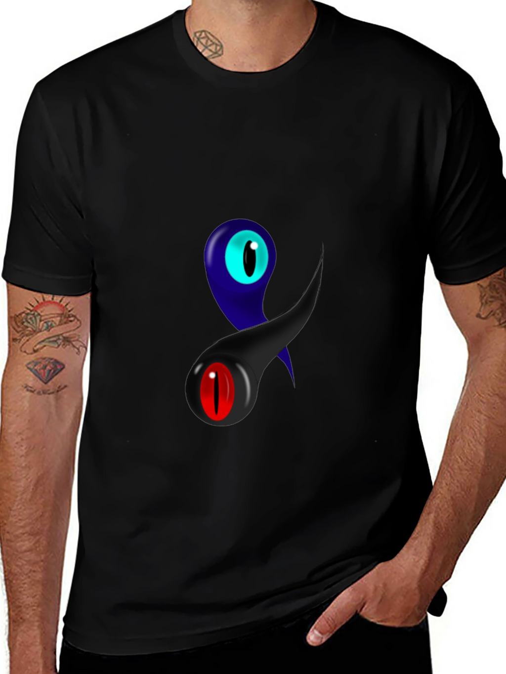 Eye-Catching Graphic Print Black T-Shirt