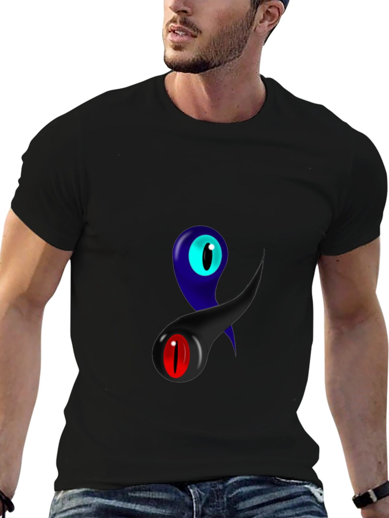 Eye-Catching Graphic Print Black T-Shirt