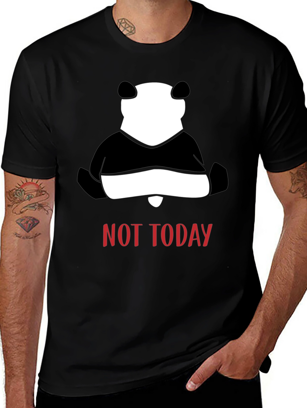 Not Today Panda Graphic Tee - Mens Black T-Shirt