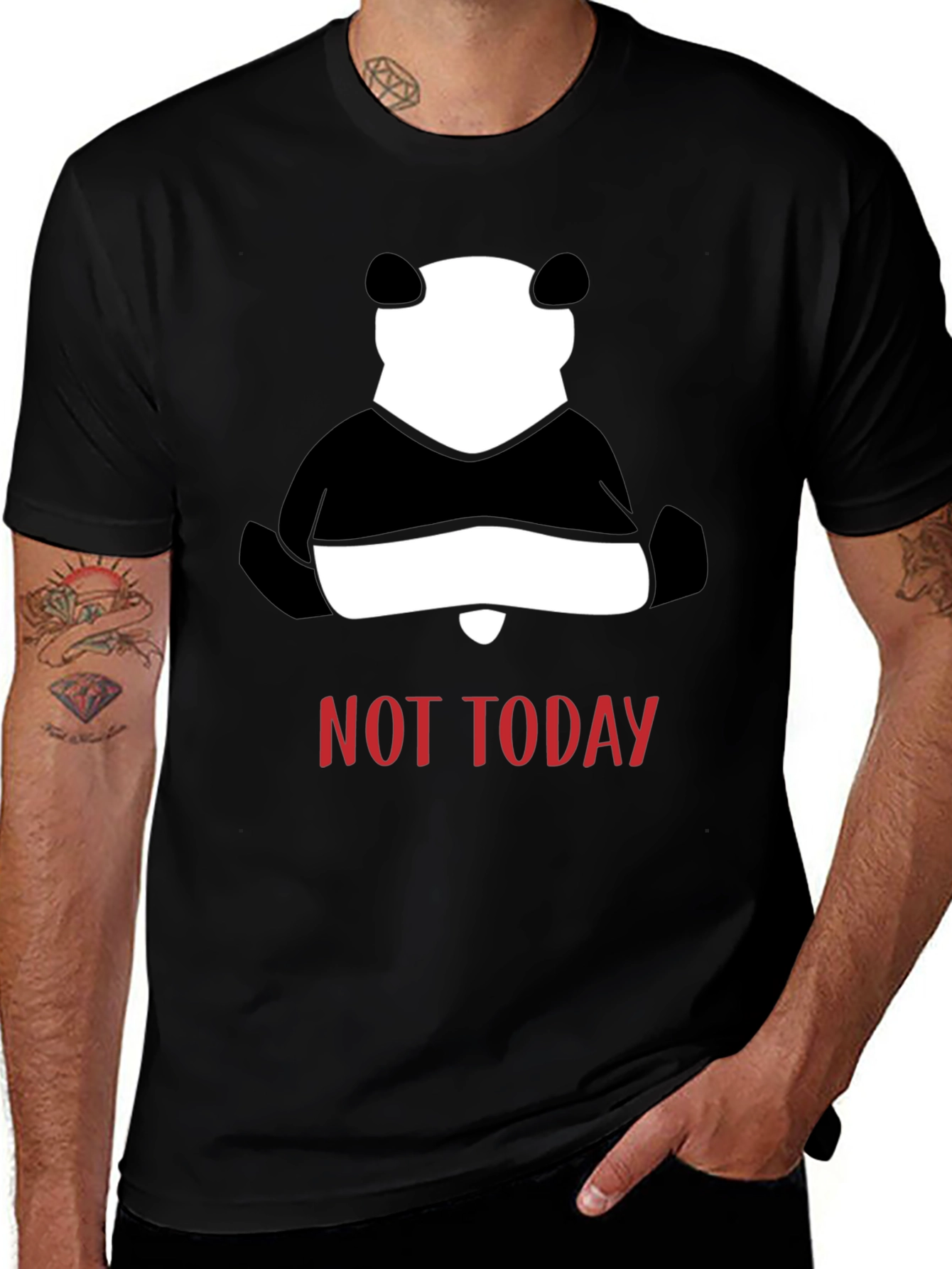 Not Today Panda Graphic Tee - Mens Black T-Shirt
