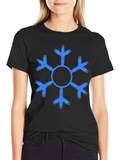 Snowflake Graphic Tee - Black Cotton Casual Shirt