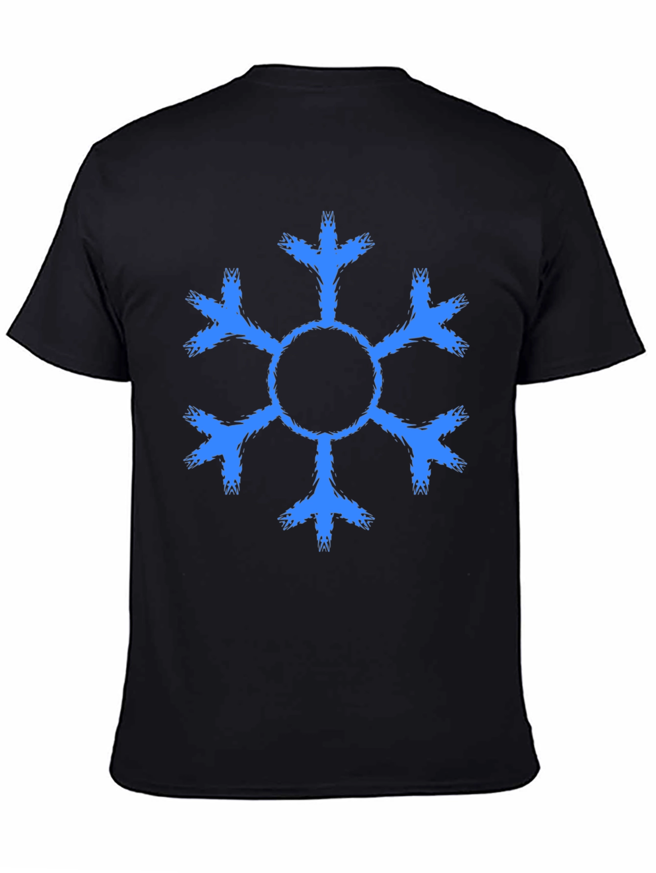 Snowflake Graphic Tee - Black Cotton Casual Shirt