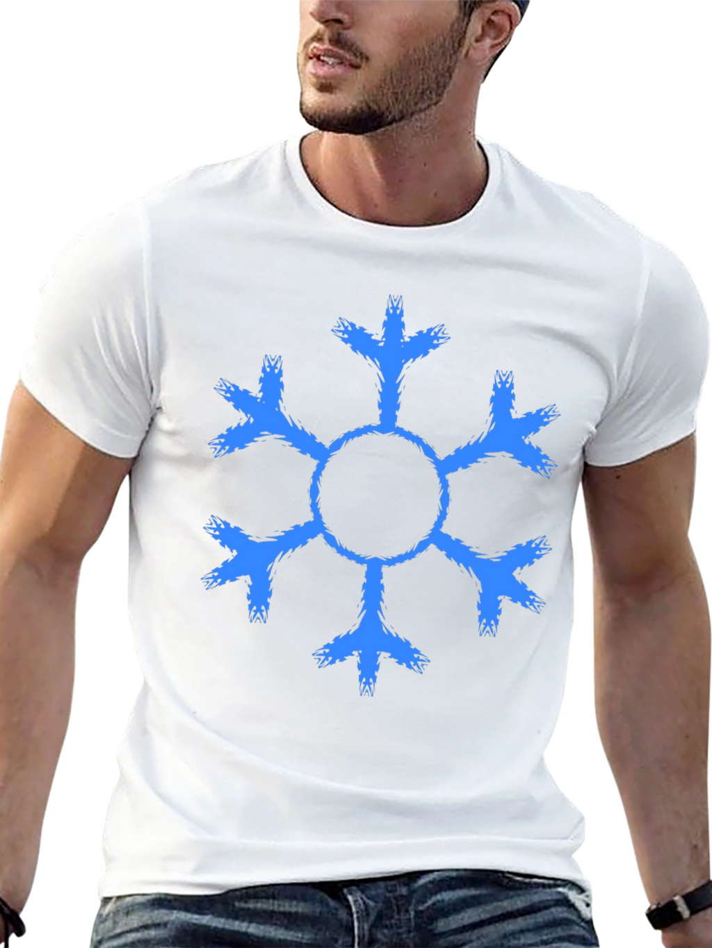 Snowflake Graphic Tee - Black Cotton Casual Shirt