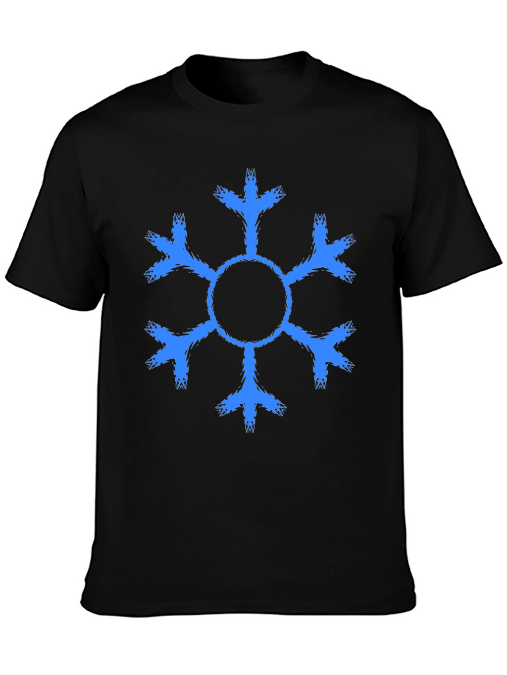 Snowflake Graphic Tee - Black Cotton Casual Shirt