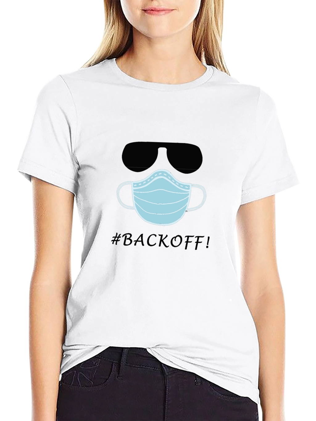 Funny #BACKOFF! T-Shirt with Mask and Sunglasses