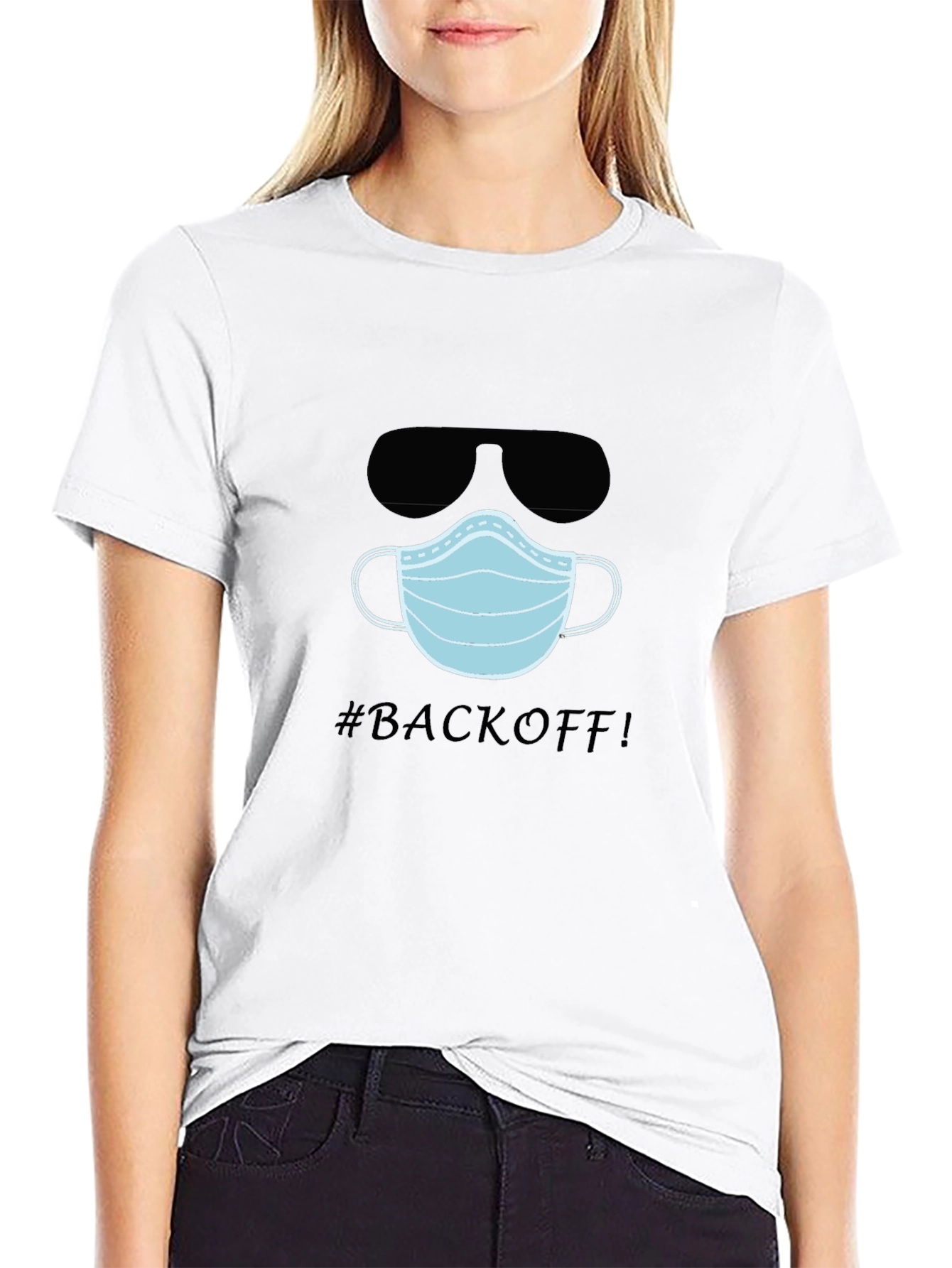 Funny #BACKOFF! T-Shirt with Mask and Sunglasses