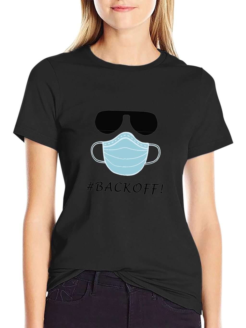 Funny #BACKOFF! T-Shirt with Mask and Sunglasses