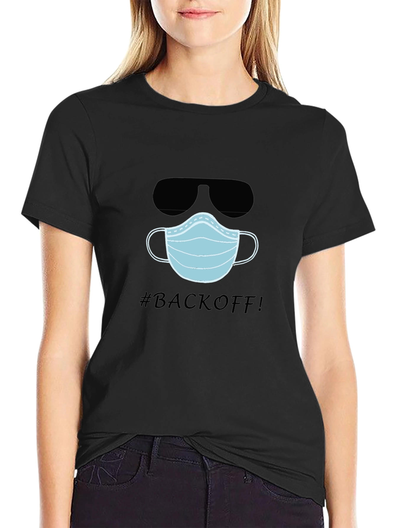 Funny #BACKOFF! T-Shirt with Mask and Sunglasses
