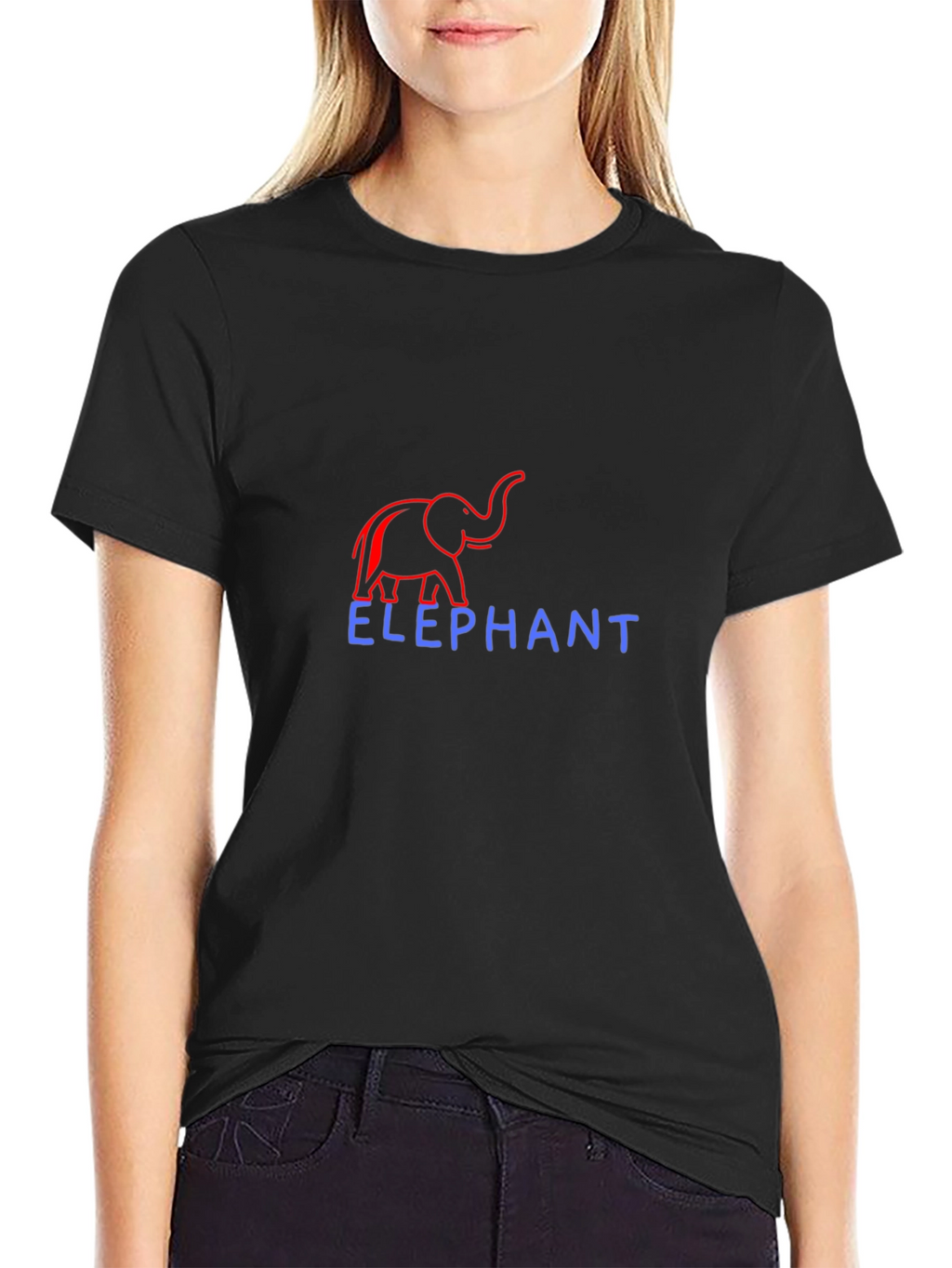 Elephant Graphic Print Crew Neck T-Shirt