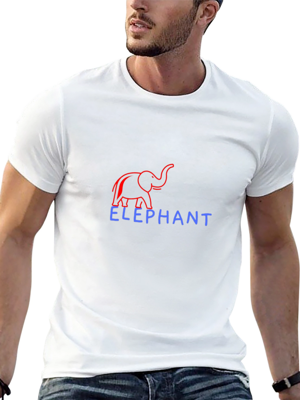 Elephant Graphic Print Crew Neck T-Shirt