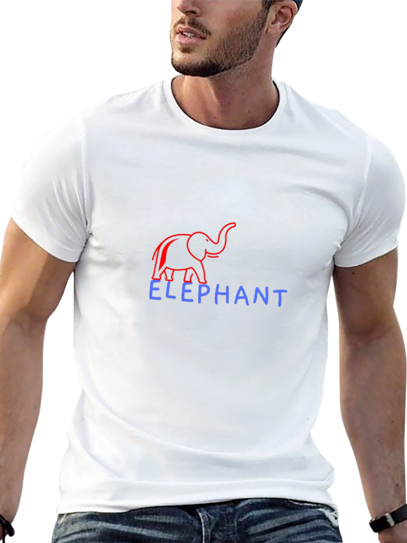 Elephant Graphic Print Crew Neck T-Shirt