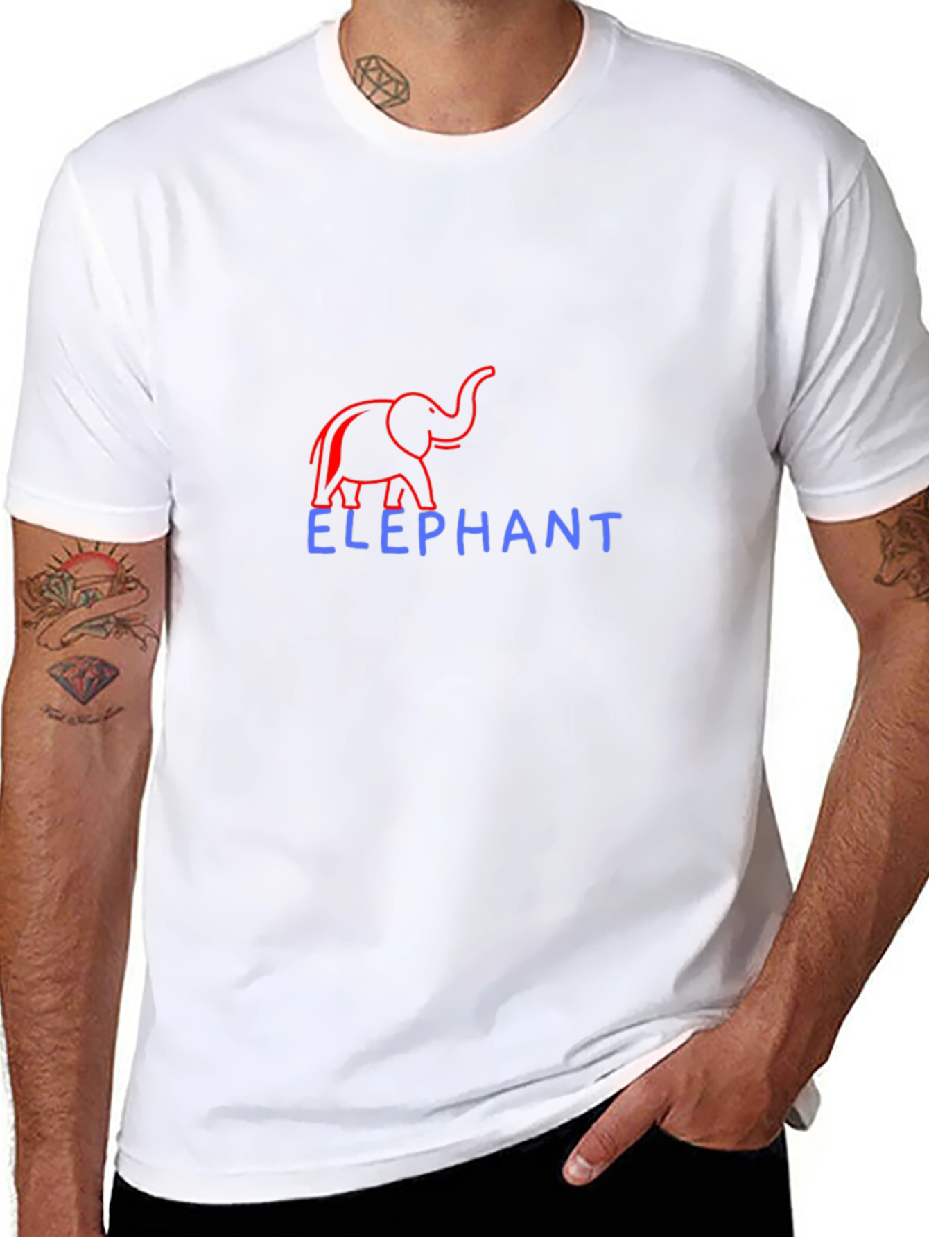 Elephant Graphic Print Crew Neck T-Shirt