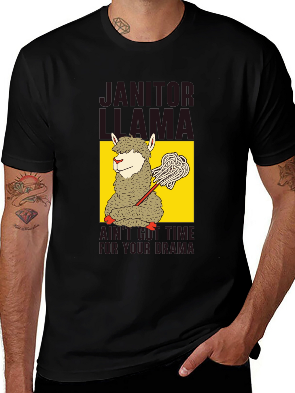 Janitor Llama Graphic T-Shirt