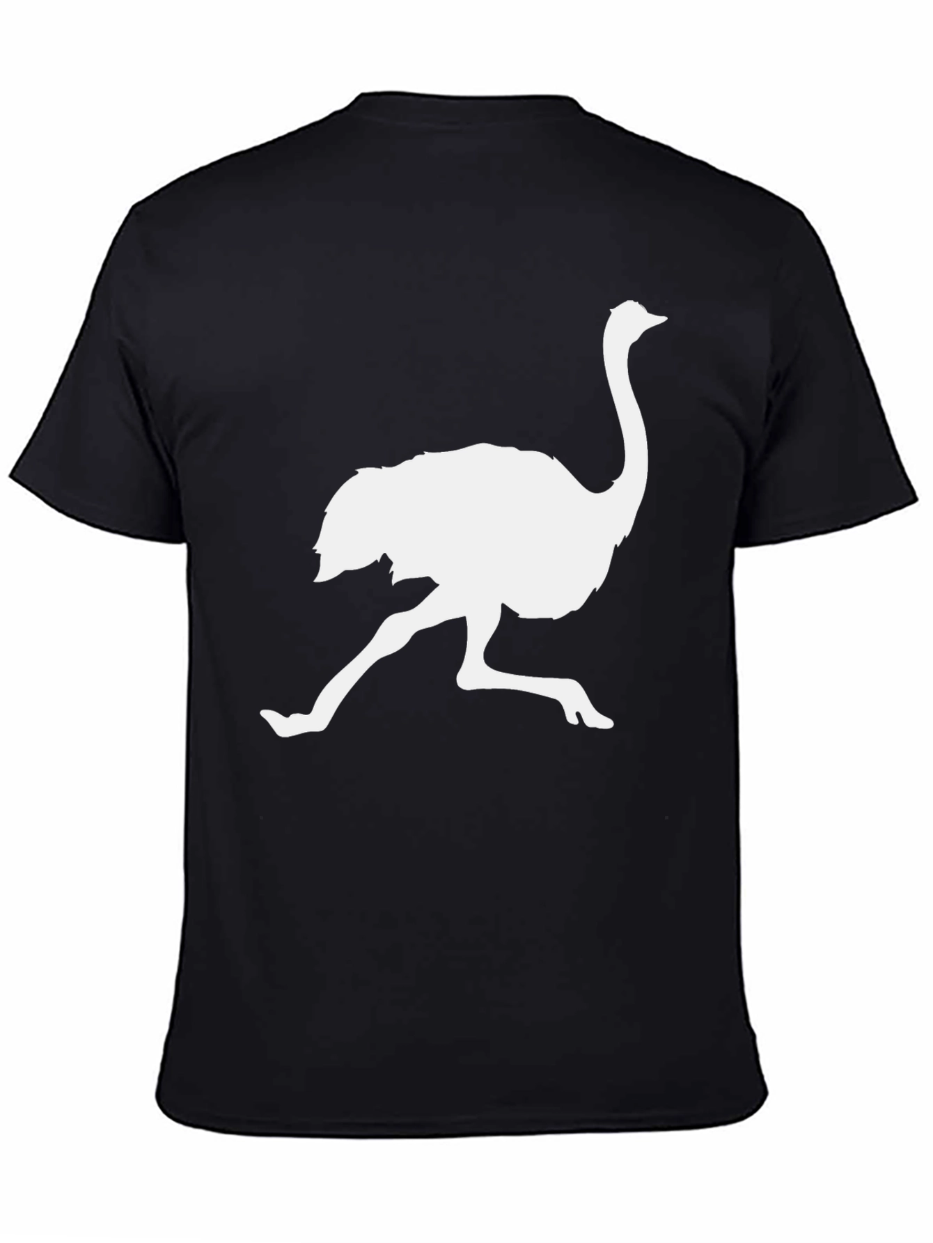 Ostrich Silhouette Graphic Tee - Casual Black T-Shirt