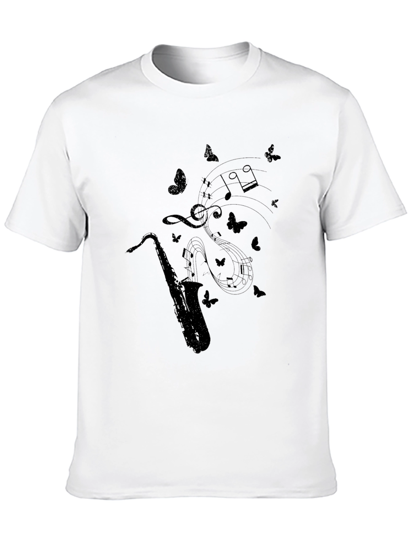 Saxophone & Music Notes Graphic T-Shirt