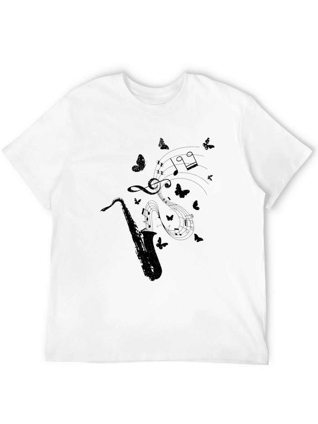 Saxophone & Music Notes Graphic T-Shirt