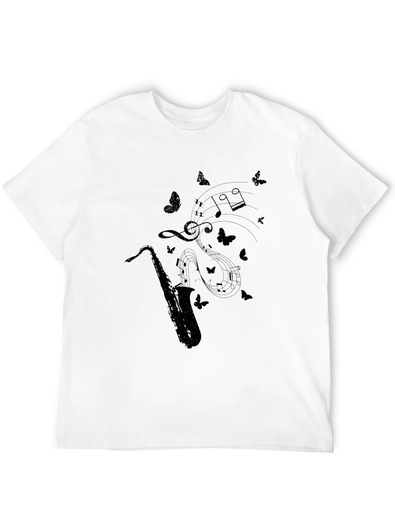 Saxophone & Music Notes Graphic T-Shirt