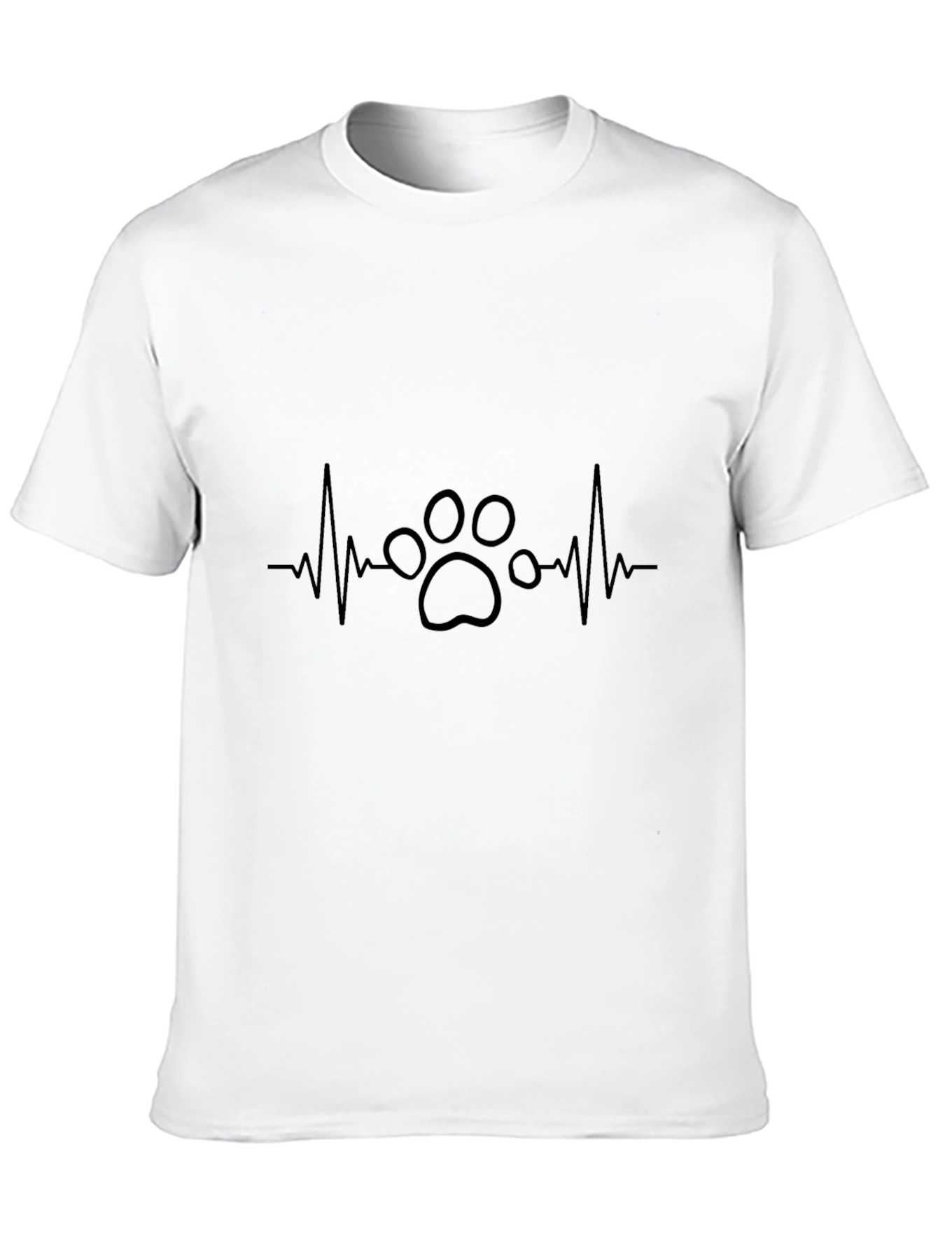 Dog Paw Heartbeat T-Shirt - Black