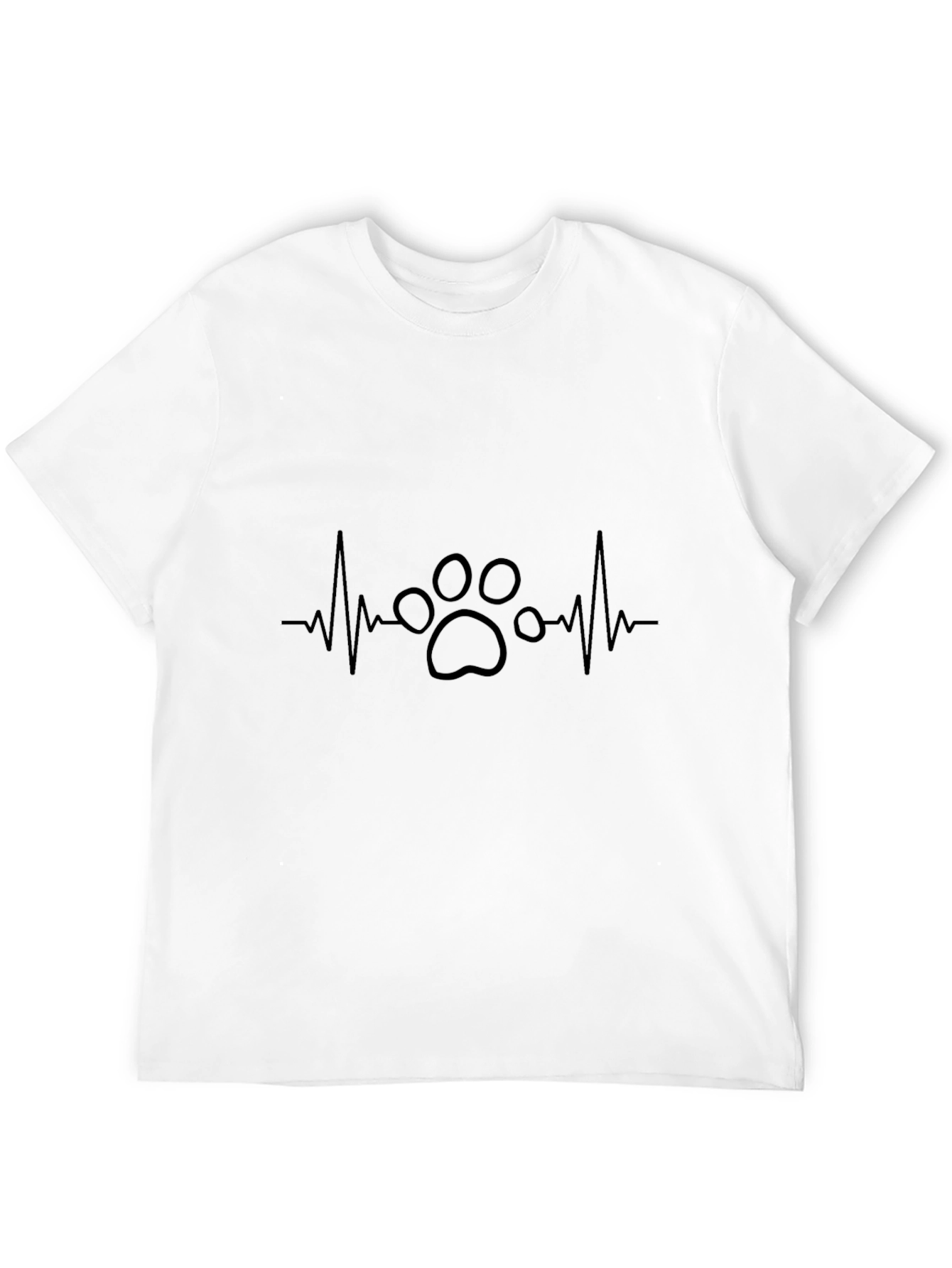 Dog Paw Heartbeat T-Shirt - Black