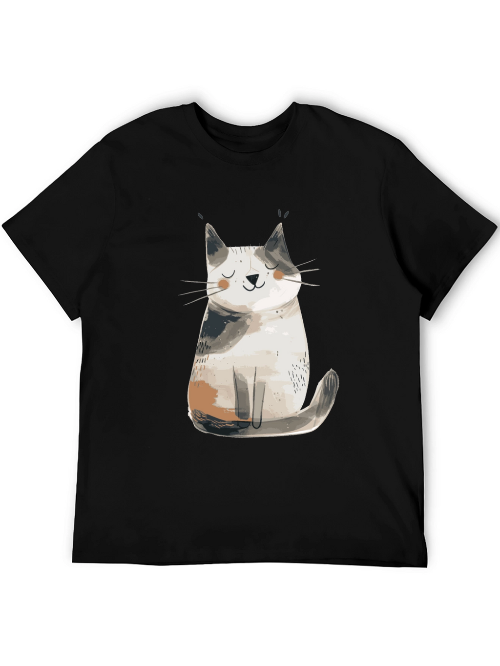 Cute Cat Graphic T-Shirt - Black